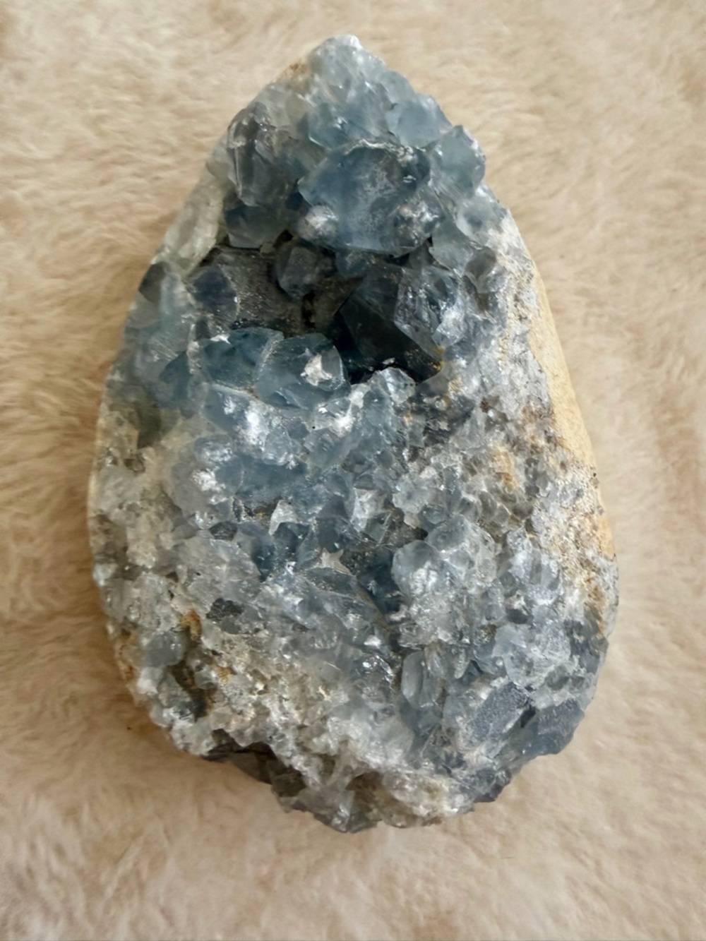 Large Blue Celestite Crystal Cluster Geode